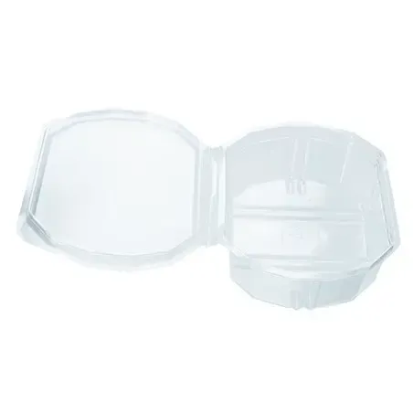 Saladebakken 500cc Achthoekig Transparant + Vaste Deksels  Horecavoordeel.com