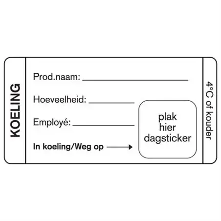 Dagstickers Koeling 35 x 75mm Wit Horecavoordeel.com