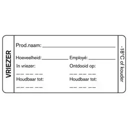 Dagstickers Vriezer Blanco 75x35mm Horecavoordeel.com
