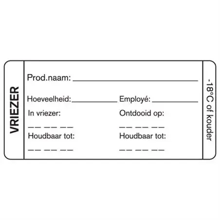 Dagstickers Vriezer Blanco 75x35mm Horecavoordeel.com