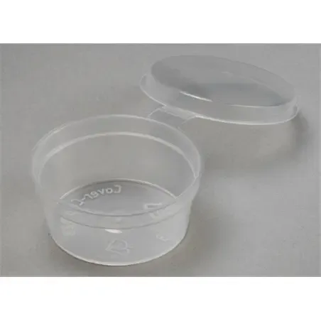 Covercup 28cc + Vaste Deksels PP Transparant ø 49 x 28mm VERVALLEN Horecavoordeel.com