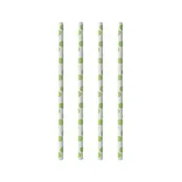 Drinkrietjes Karton Groen Streep Stippen Ø 6 x 200mm Horecavoordeel.com