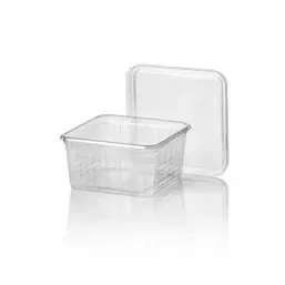 Pondsbak 500cc 114 Serie Vierkant Glashelder Geperforeerd 114 x 114 x 58mm Horecavoordeel.com