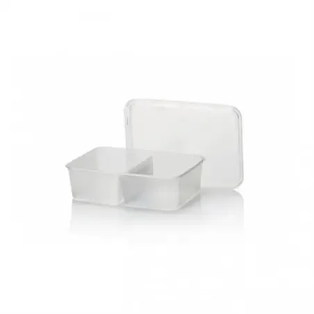 Magnetron- Maaltijdbakken 650cc 173 Serie Rechthoek PP Transparant 2-Vaks 175 x 119 x 48mm Horecavoordeel.com