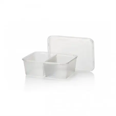 Magnetron- Maaltijdbakken 750cc 173 Serie Rechthoek PP Transparant 2-Vaks 175 x 119 x 60mm Horecavoordeel.com