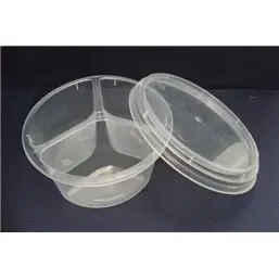 Salade- Sausbakjes Deksels Rond 3-Vaks PP Transparant Ø 123mm Horecavoordeel.com