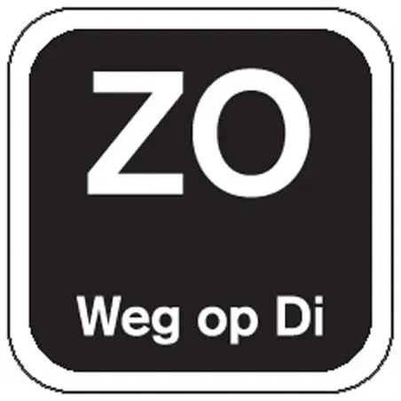 Dagstickers Zondag Weg Op Dinsdag 19 x 19mm Zwart Horecavoordeel.com