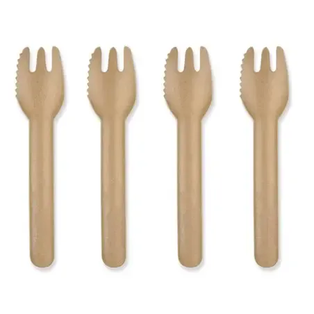 Snackvorkjes Papier Bruin "100% Fair" 132mm Horecavoordeel.com