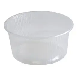 Saladebakjes + Deksels 250ml 101 Serie Rond Geribbeld PP Transparant Combiverpakking PP Ø 101mm Horecavoordeel.com