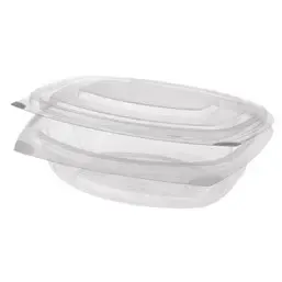 Saladebakken 500ml Rechthoek + Vaste Deksels PLA "Pure" Transparant 161 x 132 x 64mm Horecavoordeel.com