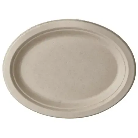 Suikerriet Borden "Pure" Ovaal "Naturel" 260 x 200 x 20mm Horecavoordeel.com