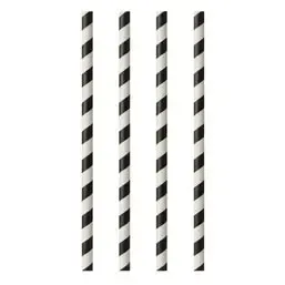 Drinkrietjes Papier Zwart - Wit "Pure" "Stripes" Ø 6 x 200mm Horecavoordeel.com