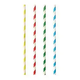 Milkshake Rietjes Papier "Pure" Kleuren Assortiment "Stripes" Ø 8 x 210mm Horecavoordeel.com