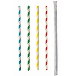 Drinkrietjes Papier "Pure" Kleuren Assortiment "Stripes" Per Stuk Verpakt Ø 6 x 200mm Horecavoordeel.com