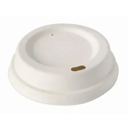 Dome Deksels van Suikerriet "Pure" Rond Wit Ø 80mm Horecavoordeel.com