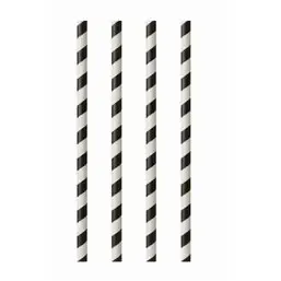 Drinkrietjes Papier Zwart - Wit "Pure" "Stripes" Ø 6 x 240mm Horecavoordeel.com