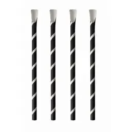 Lepelrietjes Zwart Papier Wit "Pure" "Stripes" Ø 8 x 200mm Horecavoordeel.com