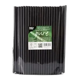 Milkshake Rietjes Papier Zwart "Pure" Ø 8 x 250mm Horecavoordeel.com