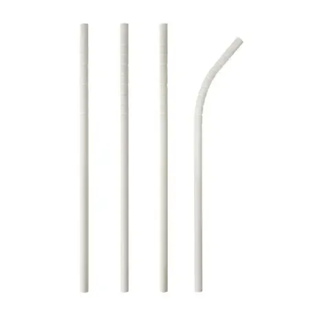 Drinkrietjes Papier Wit "Pure" Flexibel Ø 6 x 200mm  Horecavoordeel.com