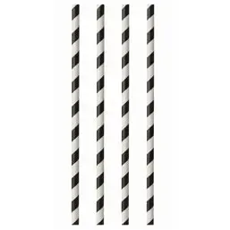 Drinkrietjes Papier Zwart - Wit "Pure" "Stripes" Ø 6 x 290mm Horecavoordeel.com