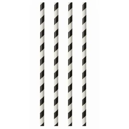Drinkrietjes Papier Zwart - Wit "Pure" "Stripes" Ø 6 x 290mm Horecavoordeel.com