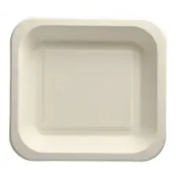 Topseal Menuschalen Suikerriet "Pure" Rechthoek 1-Vak Wit 265 x 245 x 42mm  Horecavoordeel.com