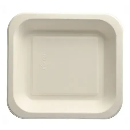 Topseal Menuschalen Suikerriet "Pure" Rechthoek 1-Vak Wit 265 x 245 x 42mm  Horecavoordeel.com