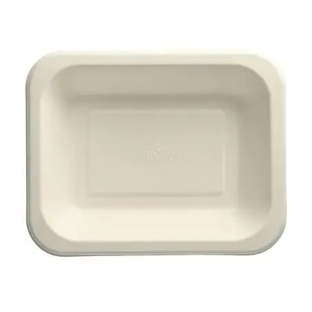 Topseal Menuschalen Suikerriet "Pure" Rechthoek 1-Vak Wit 235 x 185 x 42mm Horecavoordeel.com