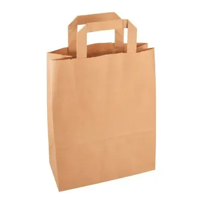Draagtassen Papier Bruin 220 x 100 x 280mm -horecavoordeel.com-