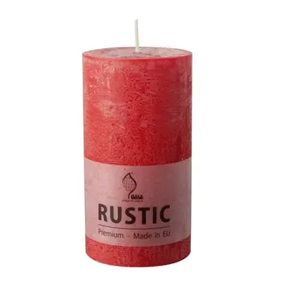 Cylinder Kaarsen Rood "Rustiek" Volledig Gekleurd Ø 68 x 130mm  -horecavoordeel.com-