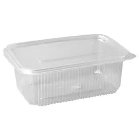 Saladebakken + Vaste Deksel 1000cc PP Rechthoek Transparant 73 x 130 x 190mm -horecavoordeel.com-
