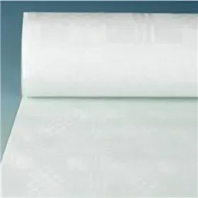 Tafelkleed Papier Rol Wit Met Damastprint 100 x 1,2 meter -horecavoordeel.com-