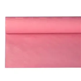 Tafelkleed Papier Rol Roze Met Damastprint 8 x 1,2 meter -horecavoordeel.com-