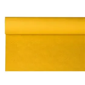 Tafelkleed Papier Rol Geel Met Damastprint 8 x 1,2 meter -horecavoordeel.com-