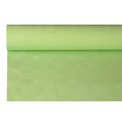 Tafelkleed Papier Rol Pastelgroen Met Damastprint 8 x 1,2 meter -horecavoordeel.com-