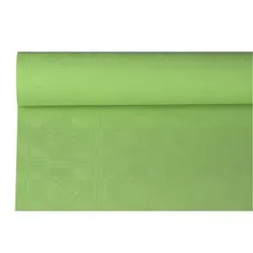 Tafelkleed Papier Rol Olijfgroen Met Damastprint 8 x 1,2 meter -horecavoordeel.com-