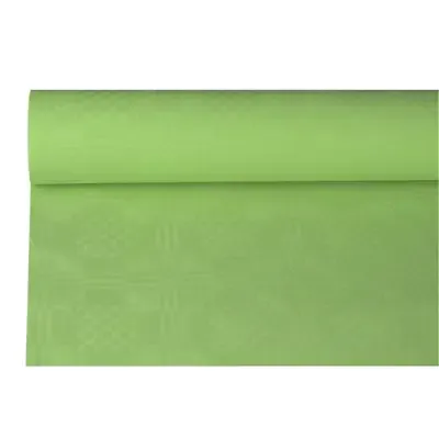 Tafelkleed Papier Rol Olijfgroen Met Damastprint 8 x 1,2 meter -horecavoordeel.com-