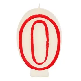 Verjaardagskaarsjes Getal "0" Wit Met Rode Rand 73mm -horecavoordeel.com-
