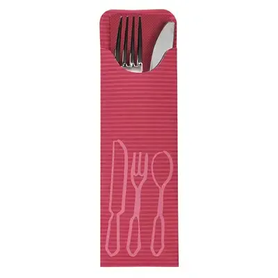 Bestekzakjes Bordeaux 235 x 73mm Inclusief Gekleurde Bistro Servet -horecavoordeel.com-