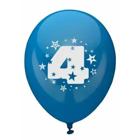 Ballonnen Cijfer "4" Kleuren Assortiment (Geschikt voor Helium) Ø 250mm -horecavoordeel.com-