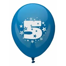 Ballonnen Cijfer "5" Kleuren Assortiment (Geschikt voor Helium) Ø 250mm -horecavoordeel.com-