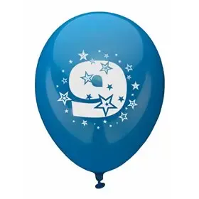 Ballonnen Cijfer "9" Kleuren Assortiment (Geschikt voor Helium) Ø 250mm -horecavoordeel.com-