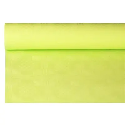 Tafelkleed Papier Rol Limoengroen Met Damastprint 8 x 1,2 meter -horecavoordeel.com-