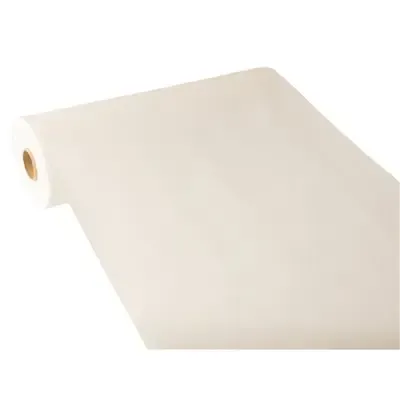 Tafelloper Wit "Textielkarakter" Van Pulp Viscose En Tissue Mix "ROYAL Collection" 24m x 400mm -horecavoordeel.com-