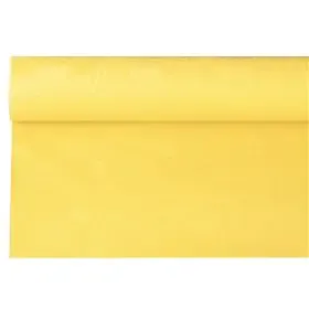 Tafelkleed Papier Rol Geel Met Damastprint 6 x 1,2 meter -horecavoordeel.com-