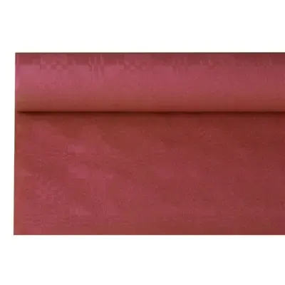 Tafelkleed Papier Rol Bordeaux Met Damastprint 6 x 1,2 meter -horecavoordeel.com-