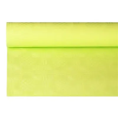 Tafelkleed Papier Rol Limoengroen Met Damastprint 6 x 1,2 meter -horecavoordeel.com-
