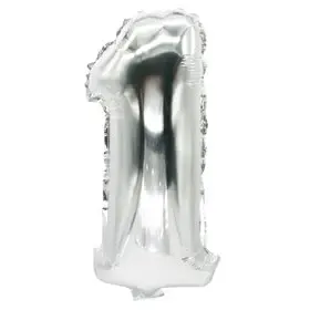 Folie Ballon Zilver Cijfer "1" 350 x 200mm -horecavoordeel.com-