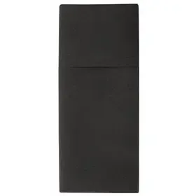 Servetten Zwart "Premium" Met Bestekzakje Airlaid 1/8 vouw 400 x 480mm -horecavoordeel.com-