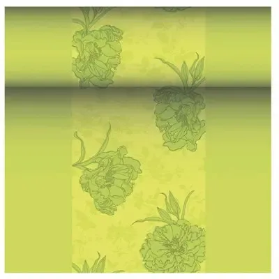 Tafelloper Groen "Thalia" "Textielkarakter" Van Pulp Viscose En Tissue Mix "ROYAL Collection" 24m x 400mm -horecavoordeel.com-